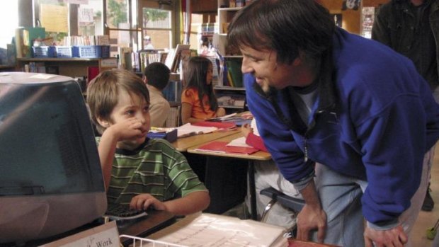 Year 2 of filming ...  Ellar Coltrane (Mason) and director Richard Linklater.