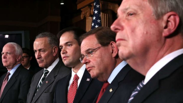 Bipartisan committee ... Senators  John McCain, Charles Schumer,  Marco Rubio,  Robert Menendez and  Richard Durbin. Getty Images/AFP