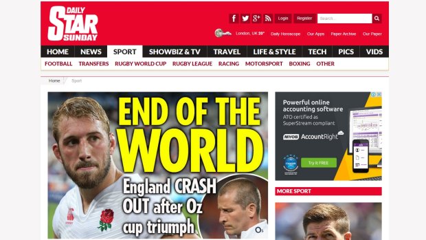 The UK press mourns England's embarrassing loss to Australia in the Rugby World Cup.