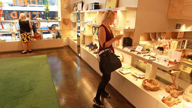 Touch and go: Shoppers can see items at the Etsy shop in Castlereagh Street before buying online.