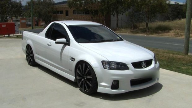 A Holden ute seized by police after the driver was allegedly caught doing burnouts.