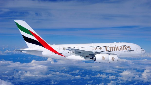 An Emirates A380-800.