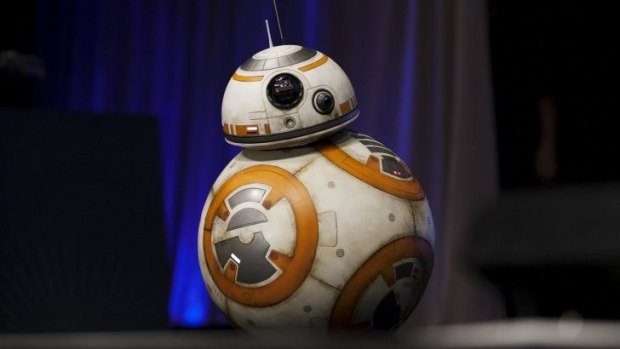BB-8 crosses the stage at a Star Wars  convention in Anaheim, California, this month. 
