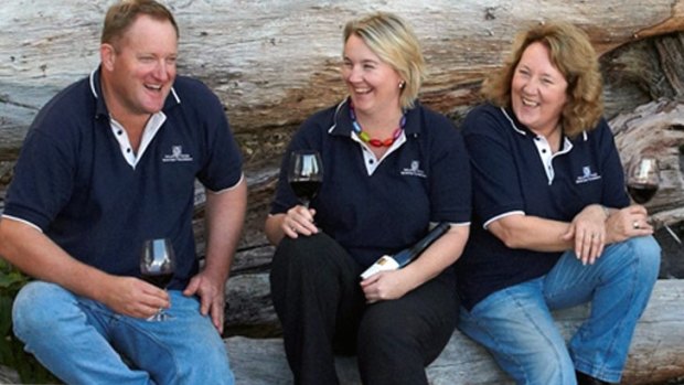 Nigel Rowe with Kim and Linda Tyrer of Galafrey Wines.