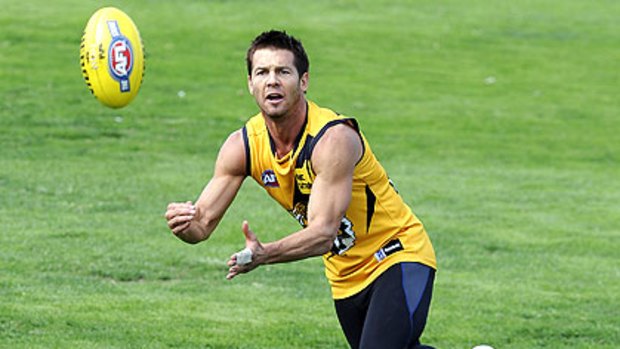 Ben Cousins at Richmond training yesterday. This time last year, it was all about Cousins' debut for the Tigers.