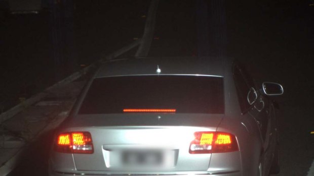The car that crashed on the Harbour Bridge shortly before the shooting of Gary Allibon.