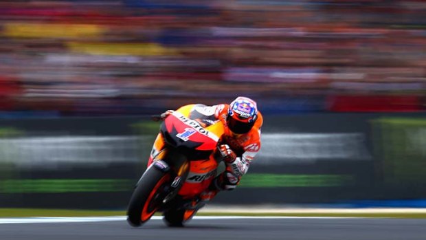 Casey Stoner during today's warm-up session.