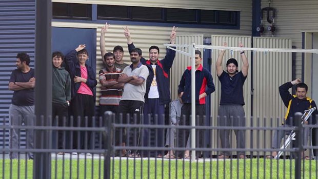 Waiting for freedom ... detainees at the Brisbane Immigration Transit Accommodation centre.