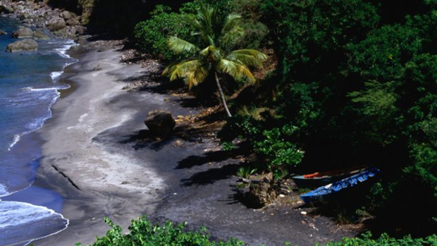 Troubled waters ... black sand beach on Montserrat.