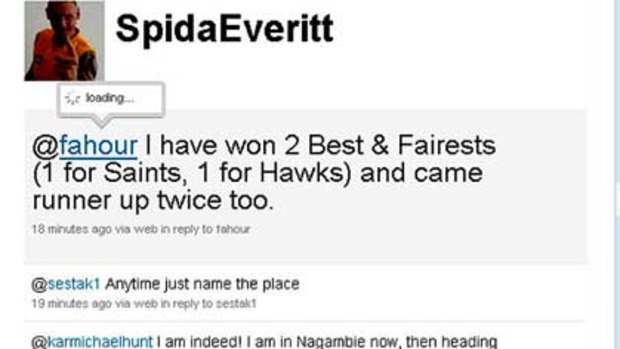 A screengrab of Peter "Spida" Everitt's Twitter feed this morning.