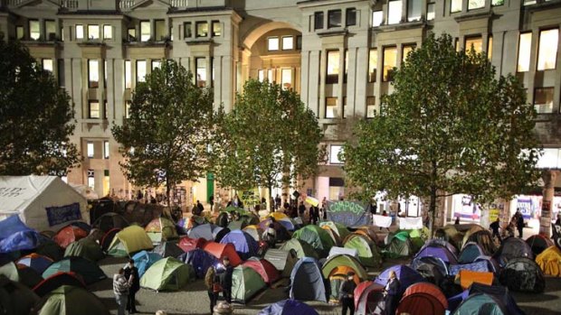 Camping out ... Right Reverend Graeme Knowles stepped down after criticism over handling the "Occupy" protest.
