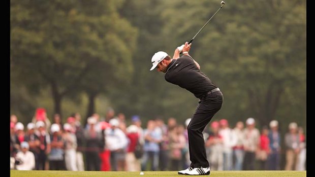 Dustin Johnson in action during the final round of the WGC - HSBC Champions at the Sheshan International Golf Club in Shanghai on Sunday.