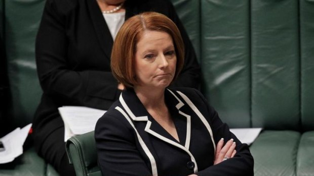 Prime Minister Julia Gillard hanging tough during question time at Parliament House.