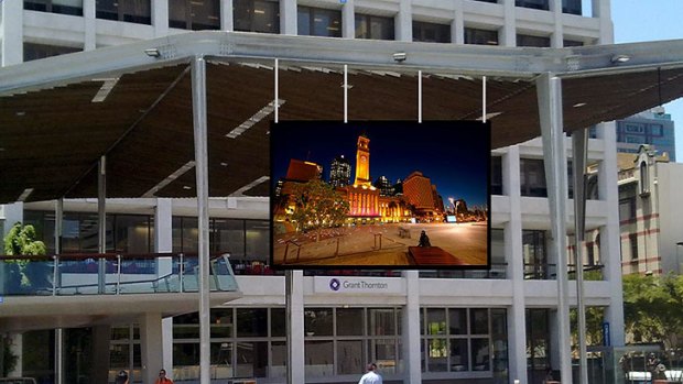 A digitally rendered image of the proposed LCD screen in King George Square.