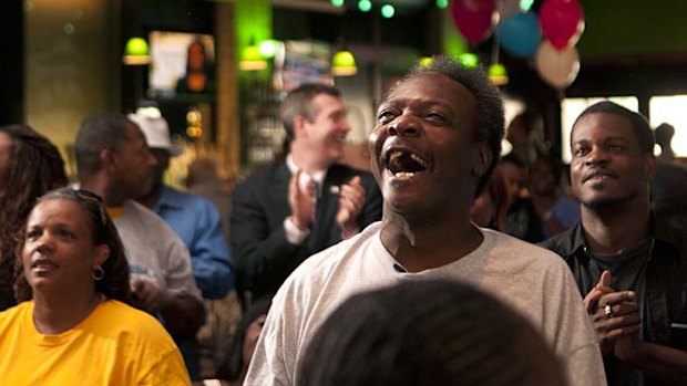 Family support ... Clarence Shields's father cheers on his daughter.