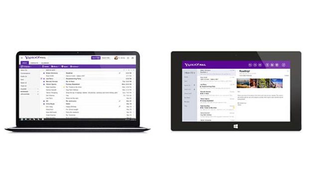 Yahoo's new-look mail for web, left, and Windows 8, right.