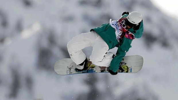 What goes up: Holly Crawford crashed twice in the halfpipe.