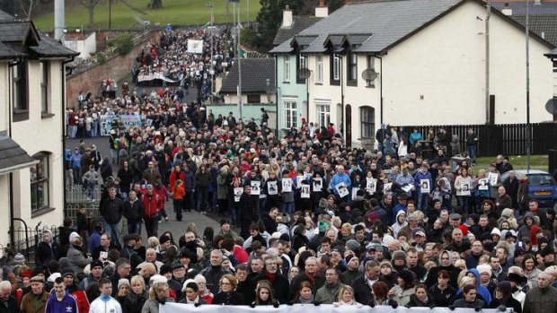 Thousands of people march through Londonderry in 2011 to mark the anniversary of Bloody Sunday.