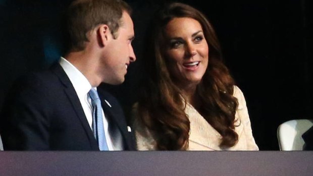 Prince William and wife Catherine, Duchess of Cambridge look on during the opening ceremony.