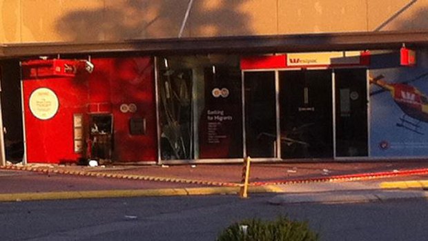 What's left of the Westpac ATM at Whitfords City, after another ATM explosion in Perth's suburbs.