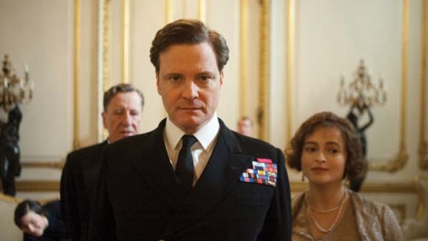 Big shoes to fill ... Geoffrey Rush, Colin Firth and Helena Bonham Carter in <i>The King's Speech</i>.