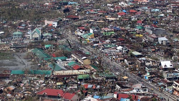 Trail of destruction: an aerial view of the damage in Leyte.