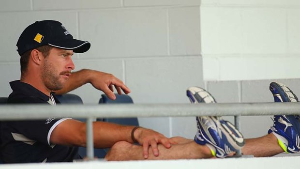 Interested spectator: Suspended Bushrangers captain Matthew Wade looks on from the stands during Victoria’s Sheffield Shield match against Western Australia this week.