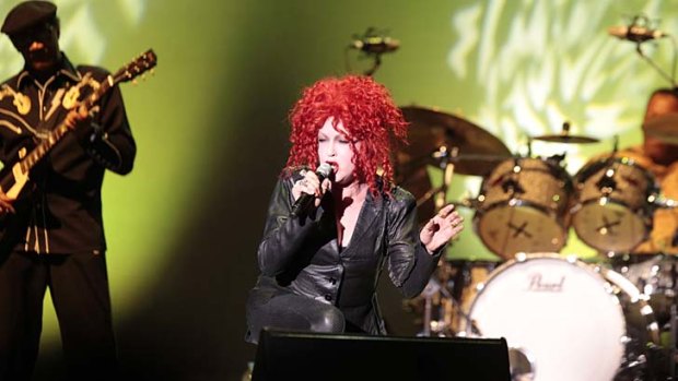 Cyndi Lauper performing at the Newcastle Entertainment Centre.
