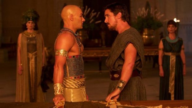 Battle royal: Ramses (Joel Edgerton) and Moses (Christian Bale)  have it out in Exodus: God and Kings. 