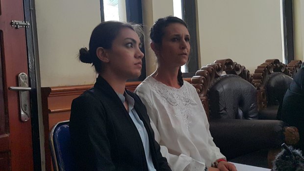 Sara Connor, pictured right, at Denpasar District Court on Tuesday. 