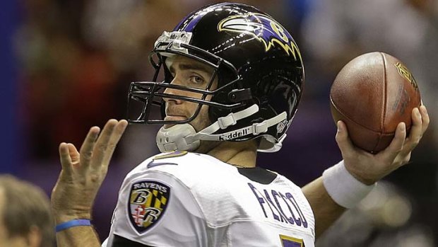 Superstar: Joe Flacco of the Baltimore Ravens. Short NFL passes have been replaced in the NRL with kicks.