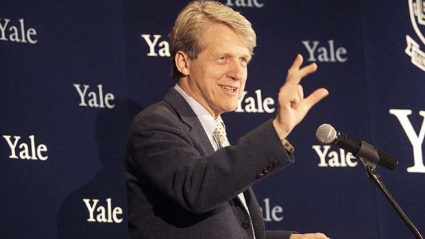 Housing guru: Robert Shiller speaks at a press conference in Connecticut.