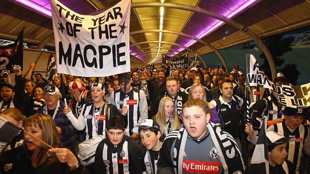 Magpies fans on the march.
