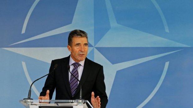 Warning: NATO Secretary General Anders Fogh Rasmussen says Russia's actions are a blatant violation of Ukraine's sovereignty and territorial integrity.