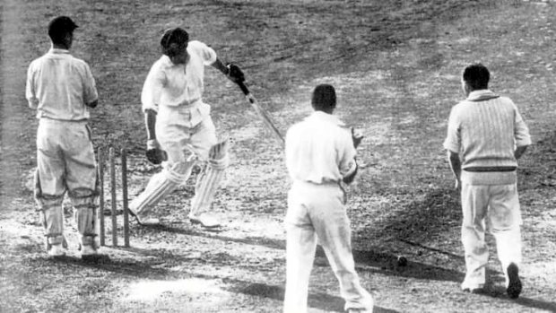 Gone but not forgotten: Don Bradman's ill-fated final innings duck in the fifth Ashes Test of the 1948 Invincibles tour of England.