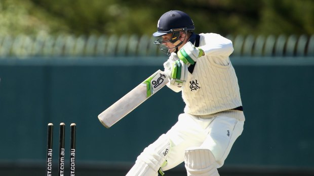 Peter Handscomb goes a long way back to middle and leg, making him susceptible to a straight, good-length ball.