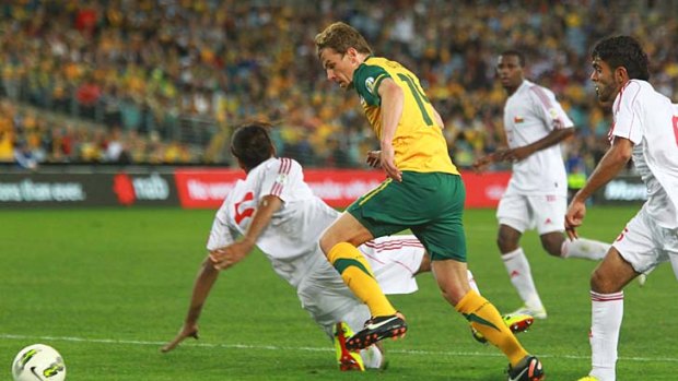 Australia in action against Oman in its World Cup qualifier at ANZ Stadium in October.