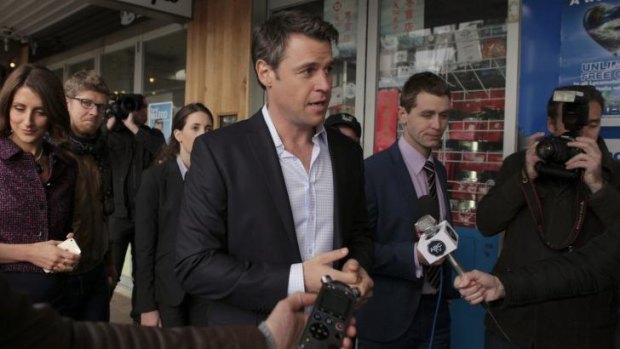 Rodger Corser on the campaign trail in <i>Party Tricks</i>.