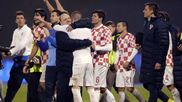 Croatia's players celebrate their victory against Iceland.