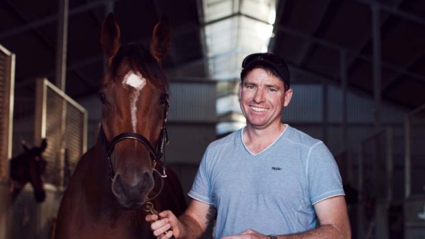 "This is a once-in-a-lifetime thing for us" ... co-owner and trainer Stuart Kendrick with his runner for the Golden Slipper, Doubtfilly, at the Rosehill stables.