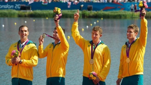 Australia's gold medal winning K4 team: (from left) Tate Smith, Dave Smith, Murray Stewart  and Jacob Clear.