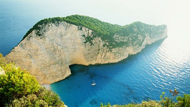 Picture postcard ... the tourist drawcard of Shipwreck Bay on the Ionian island of Zakynthos.