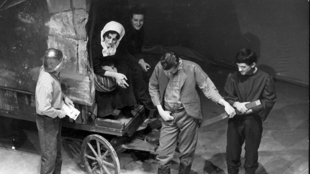 Germaine Greer stars in the Sydney University production of  Mother Courage with Maree D'Arcy, Ron Blair and Paul Thom.