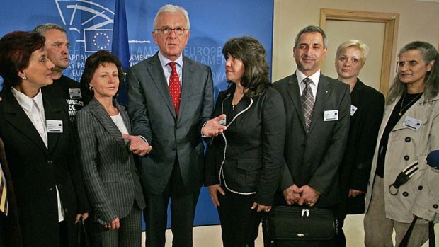 Outspoken ... the "Benghazi Six' pictured with European Parliament President Hans-Gert Poettering in OCtober 2007.