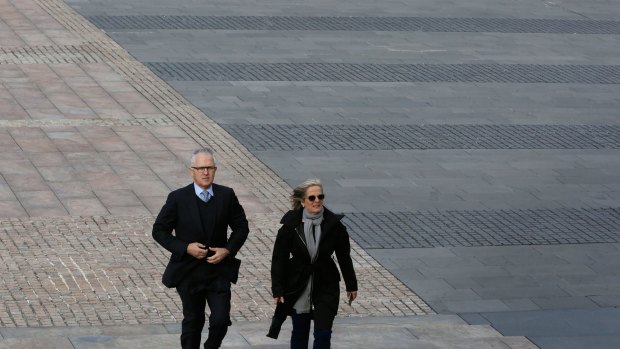 Malcolm and Lucy Turnbull arrive for the memorial service for the victims of MH17.