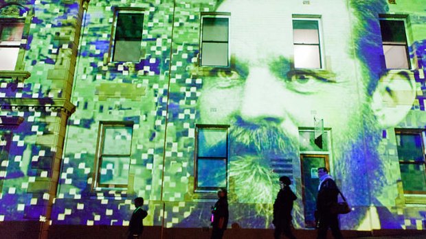 Some of Watt Street’s buildings are being used in the City Evolutions installation as canvases for  projected images.