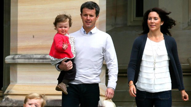 Broken his leg ... Crown Prince Frederik, pictured here with Crown Princess Mary of Denmark and children Christian and Isabella in Sydney last year.