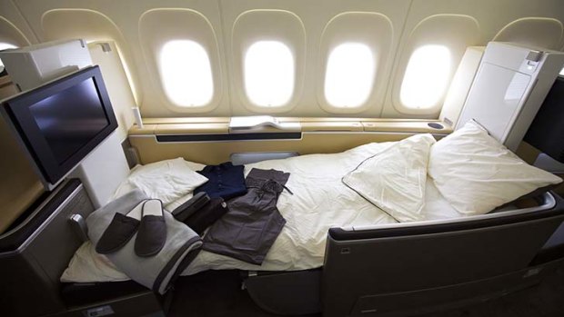 The holy grail ... a first class seat on board a Lufthansa 747 jumbo jet.