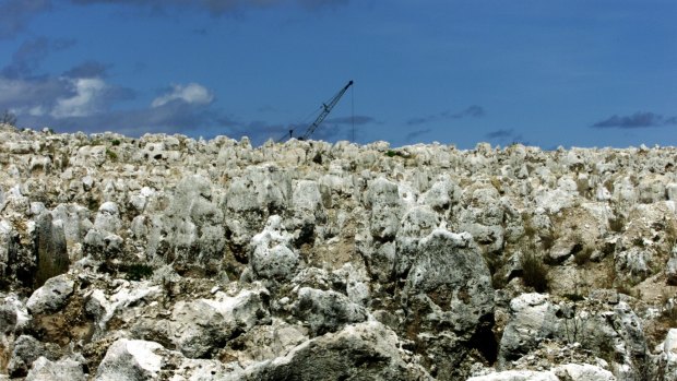 Phosphate mining in Nauru has left an arid landscape. 