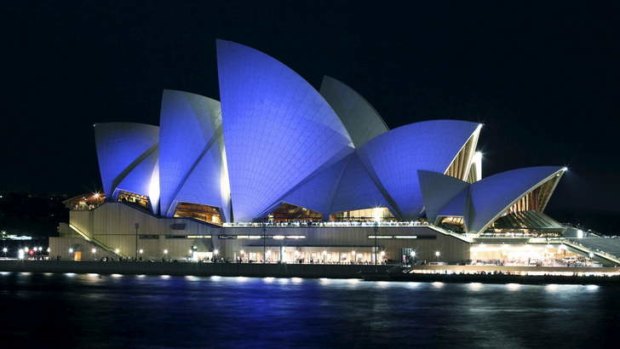 An artist's impression of how the Opera House will look under blue light.
